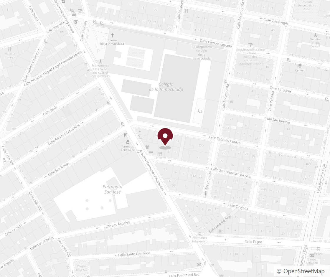 Mapa de la ubicación del Centro de Estudios Deusto, en la calle Sagrado Corazón 10 de Gijón